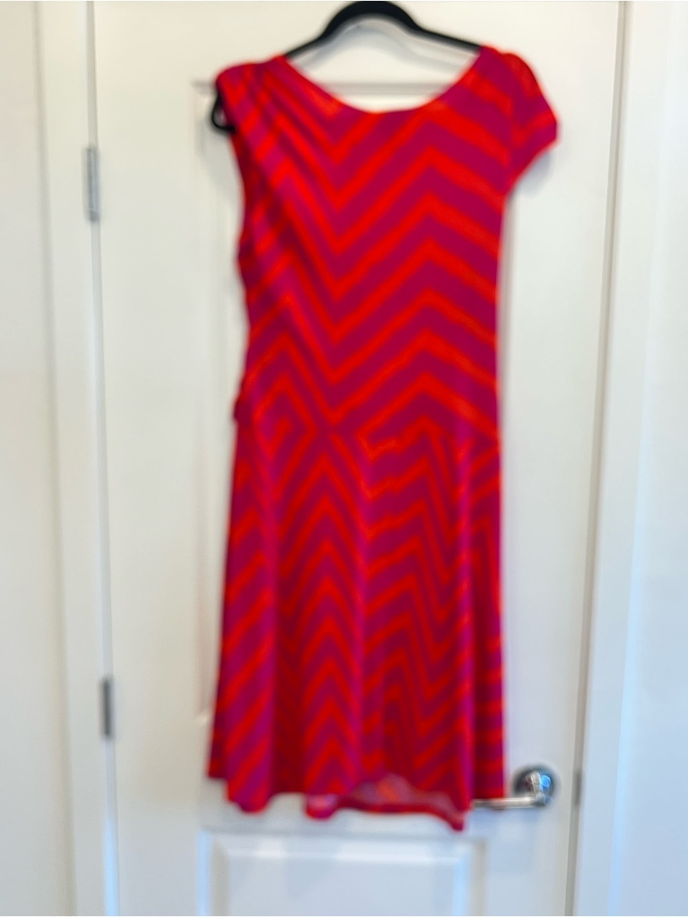 Red and Pink Chevron Fit & Flare Dress